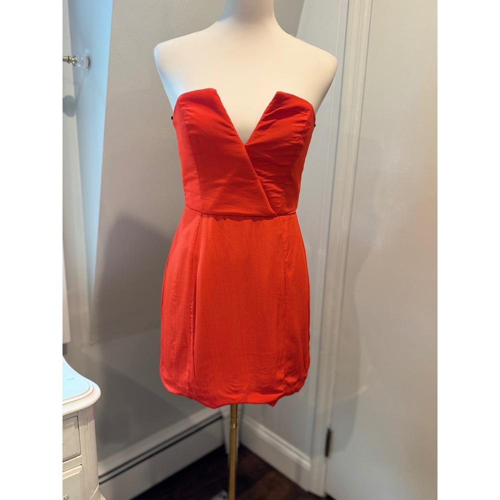 Naven Orange Bombshell Strapless Mini Dress Deep V |  Size Small